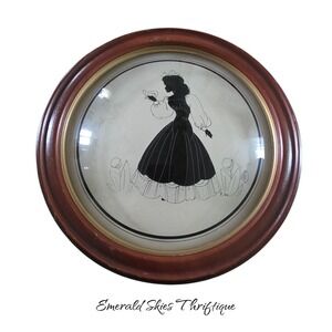 Peter watson studios reversed silhouette bubble glass picture frame woman vtg